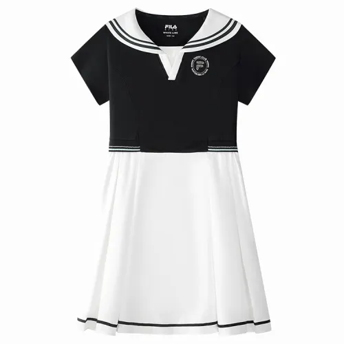Teenagers FILA KIDS skirt suit WHITE LINE series versatile skin-friendly soft casual short sleeves Legend Blue