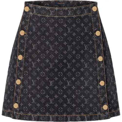 Lv Monogram Denim Mini Skirt
