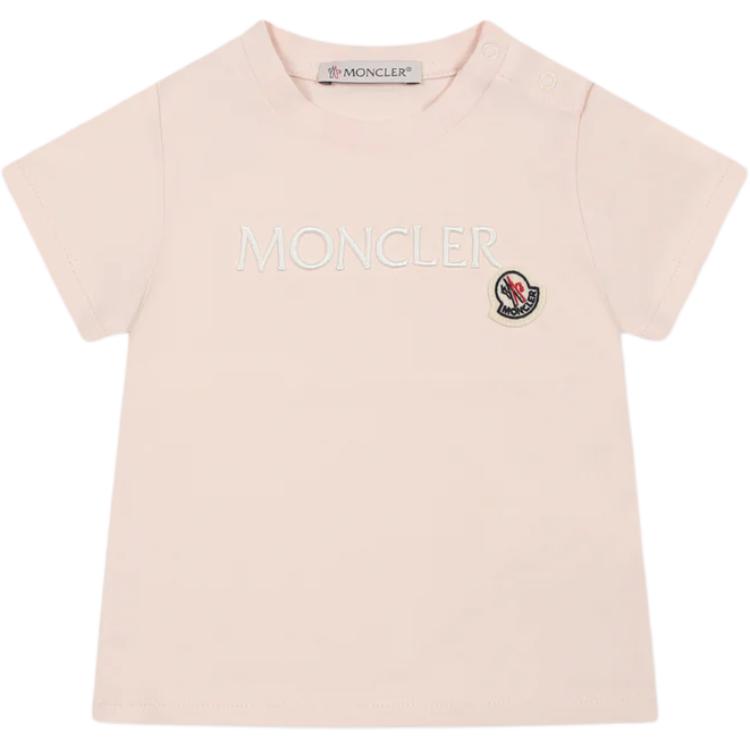 Женская футболка Moncler с логотипом (розовая)