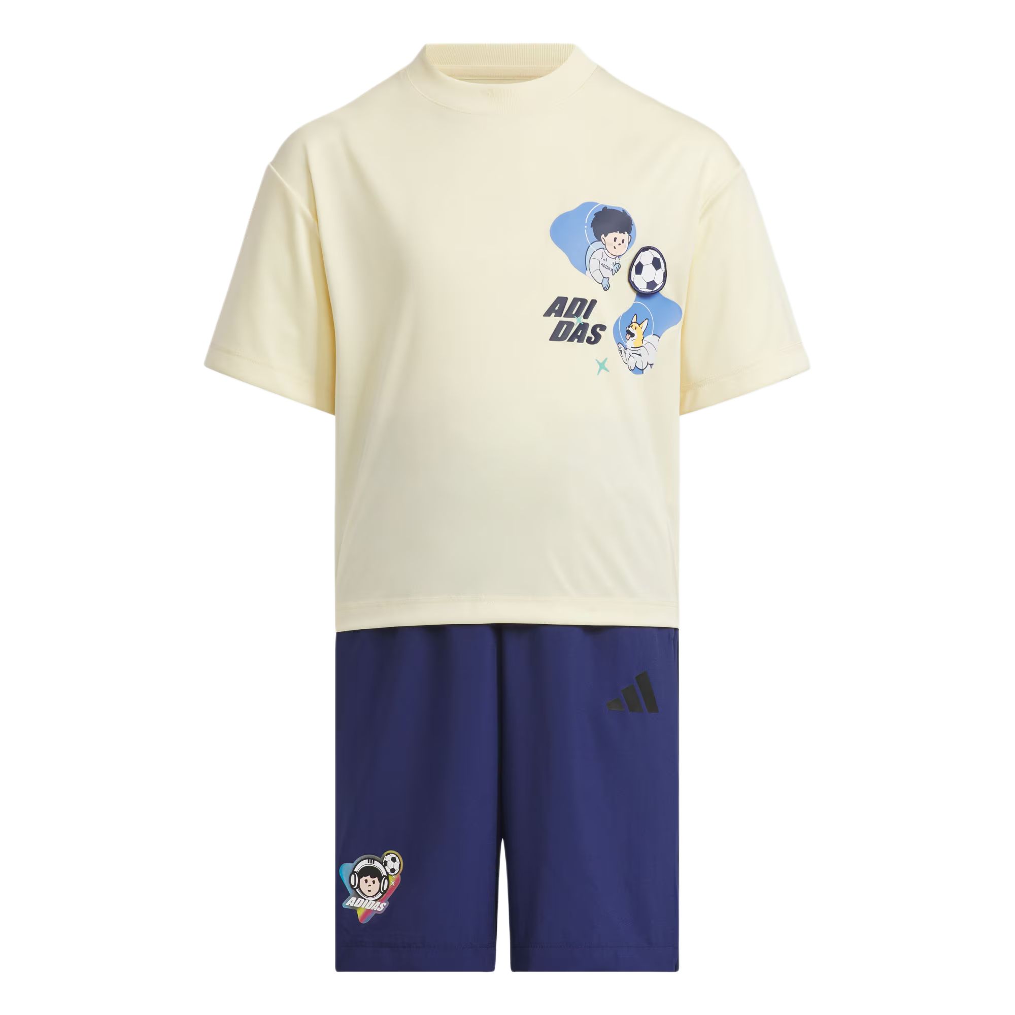 Мужской спортивный костюм adidas Graphic Tee (бежево-синий)