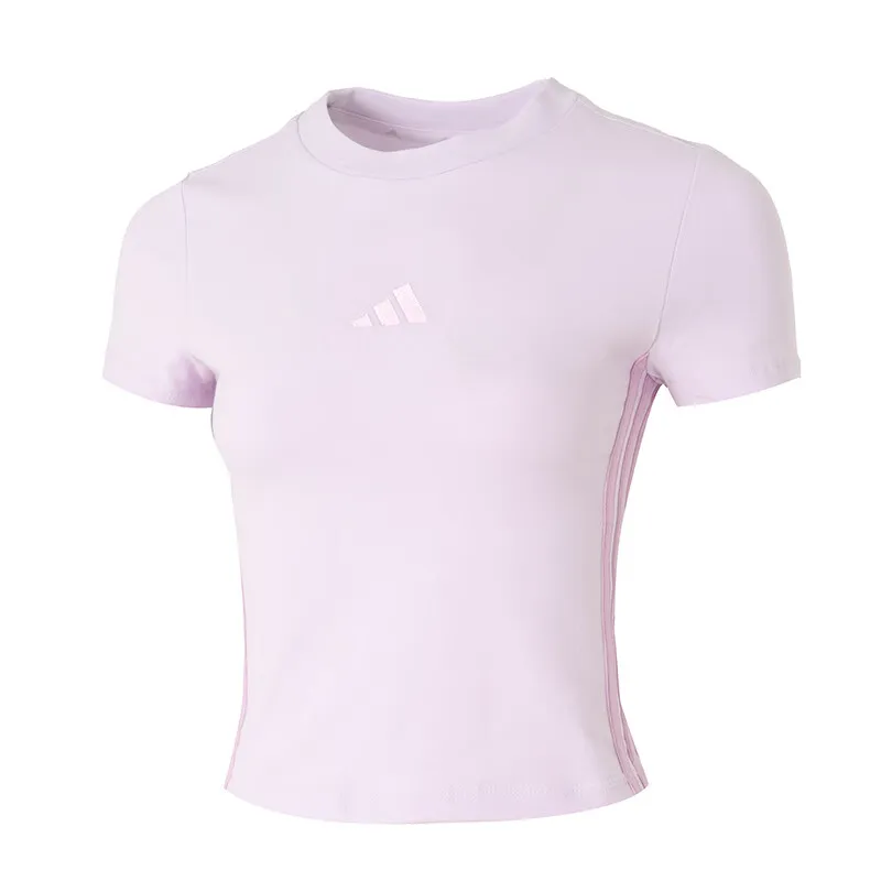 Adidas T-Shirts Women's Purple Crew Neck Moderate