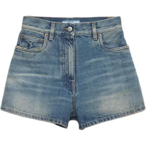 PRADA FW25 Denim Shorts Women's Marine Blue