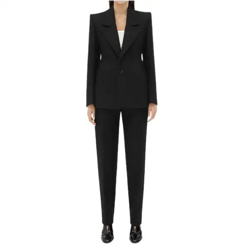 Bottega Veneta Structured Cotton Melange Jacket Jackets & Coats Women's Black