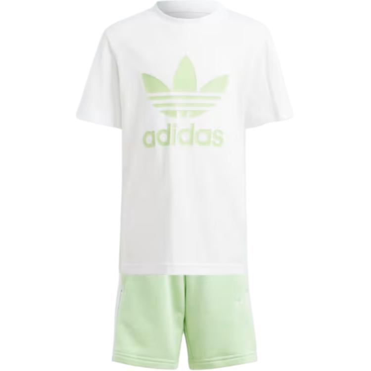 Adidas originals adidas originals clothing adi color series comfortable, soft and versatile fashion casual sports suit half green sparkle for children