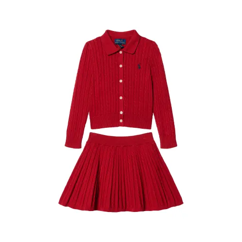 Ralph lauren, set, small pony, knitted long-sleeve, skirt, with embroidery, with your logo imprint, print, polo collar, 2 pieces