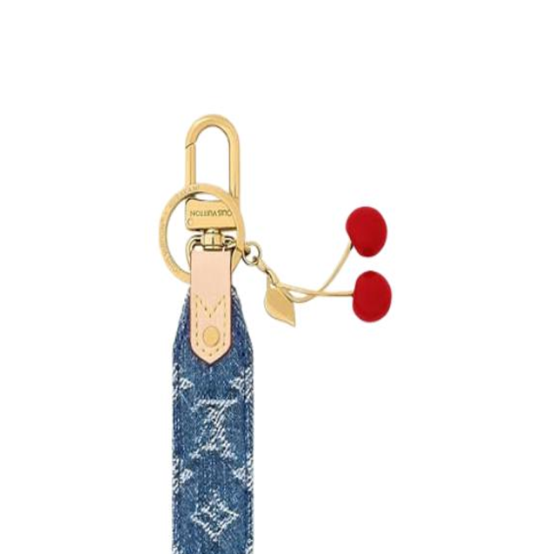 Женский брелок Louis Vuitton LOUIS VUITTON x Takashi Murakami Denim Cerise Dragonne Monogram (синий) — фото 3