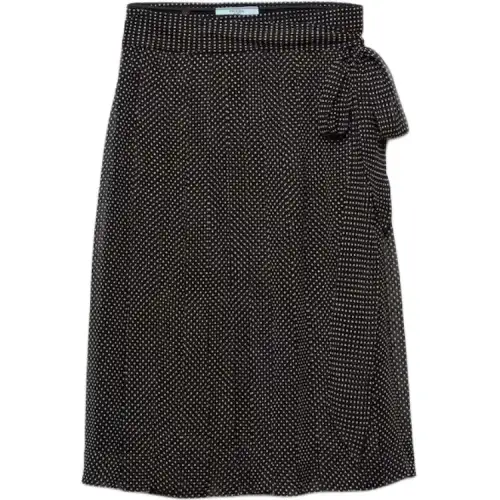 Prada printed chiffon wrap midi skirt