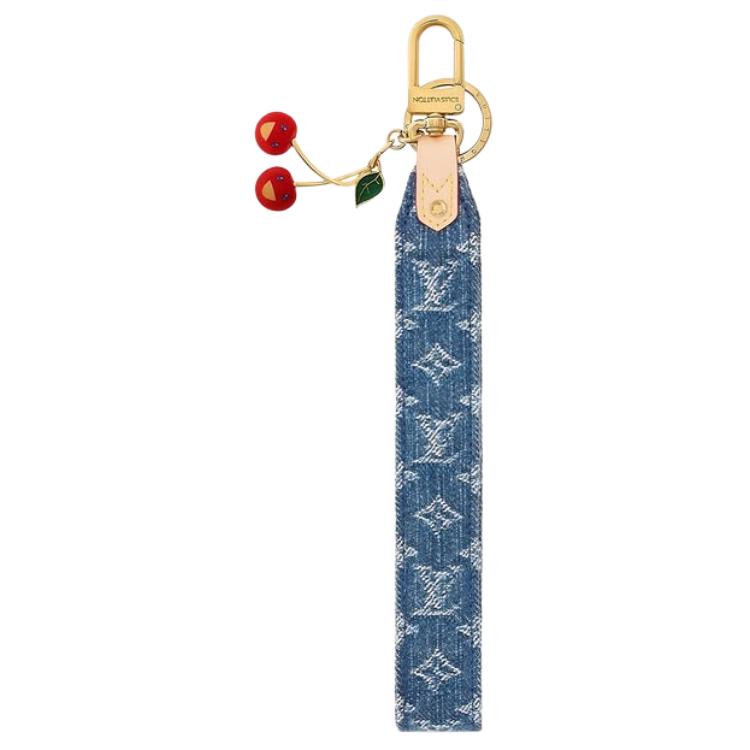Женский брелок Louis Vuitton LOUIS VUITTON x Takashi Murakami Denim Cerise Dragonne Monogram (синий) — фото 2