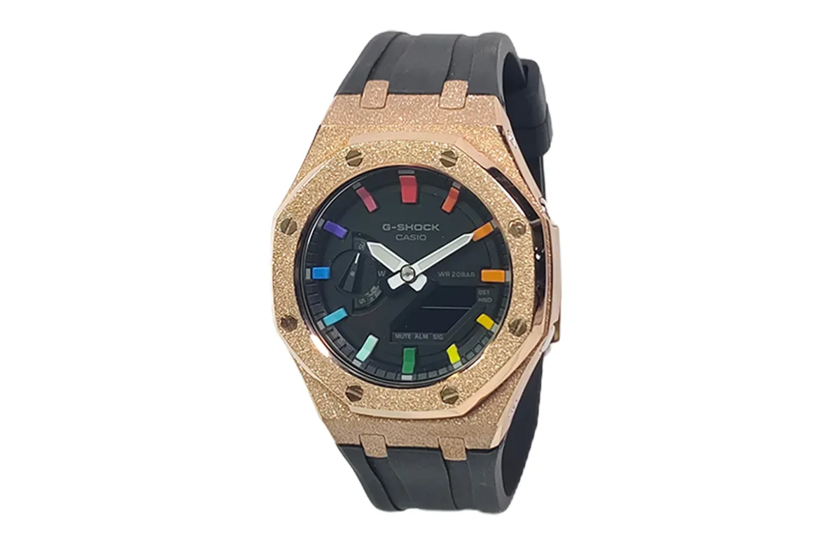 CASIO Custom Collection Electronic Movement Fluoroelastomer Strap Watch Men's Watches Black Dial
