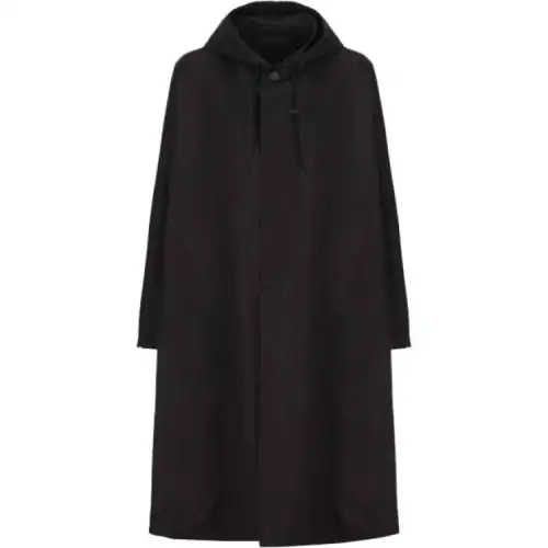 Balenciaga Coats Women's Black Hooded Moderate Straight Fit
