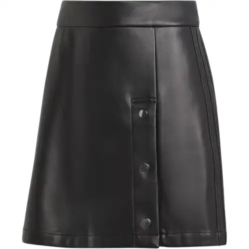 Adidas Originals Adicolor Trefoil Faux Leather Skirt Leather Short Skirts Women's Black