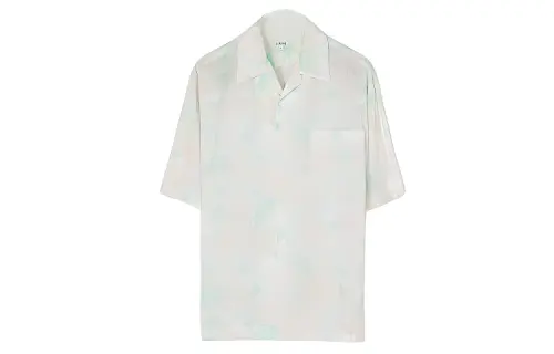 LOEWE Shirts Men's Light Green Polo Collar Moderate Shirt