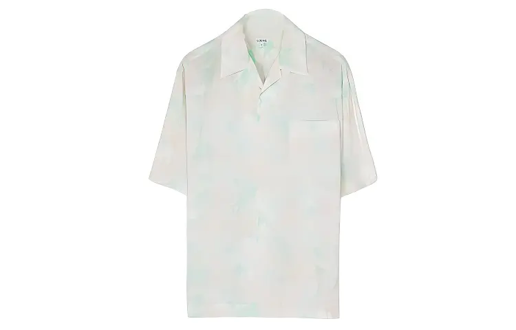 LOEWE Shirts Men's Light Green Polo Collar Moderate Shirt