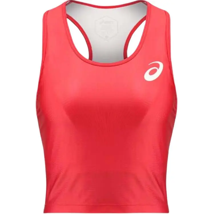 ASICS Sleeveless Sports Shirts Women's Red Moderate Nipped-in Waist