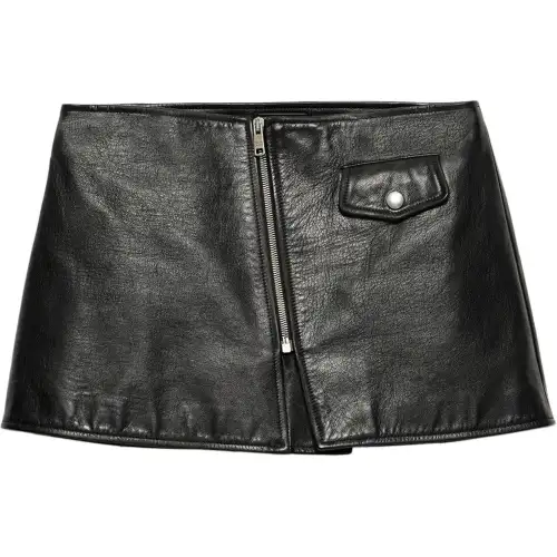 Prada Zip-Up Leather Mini Skirt
