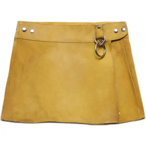 PRADA SS25 Spring Summer Women's Apparel Collection Leather Short Skirts Women's Khaki