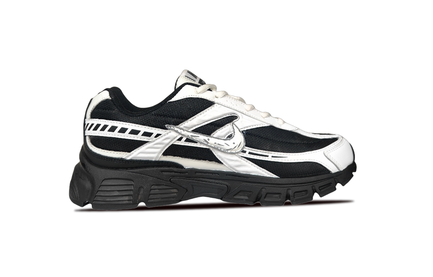 Nike Initiator Slip Resistant Low top Running Shoes Unisex Black White