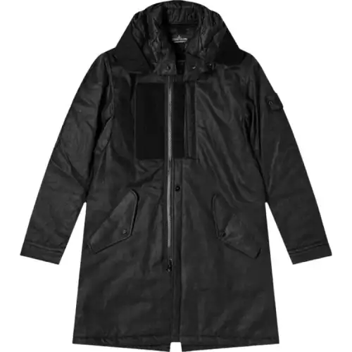 STONE ISLAND Parka Coat Men's Black