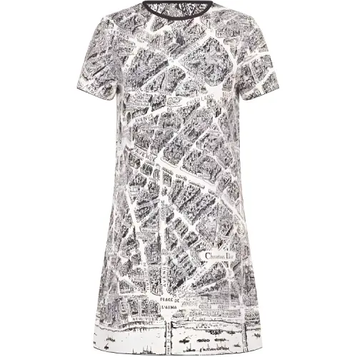 DIOR Short Sleeved Dress Women's Black White