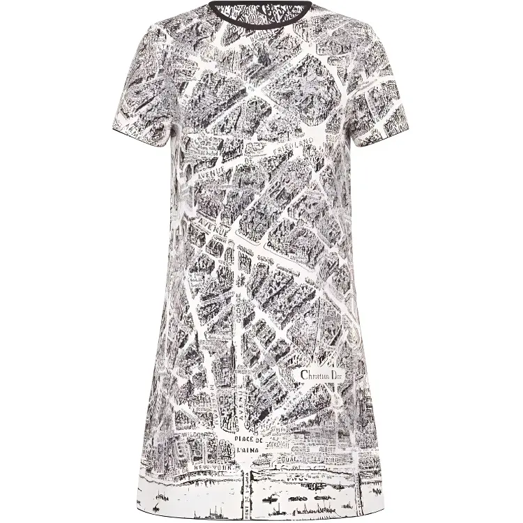 DIOR Short Sleeved Dress Women's Black White