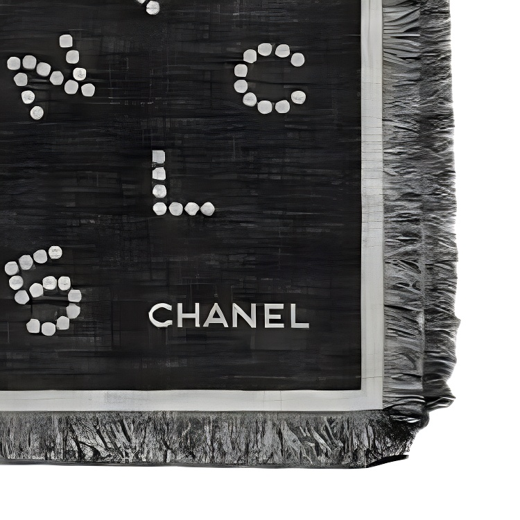 Шарф Chanel С бахромой (черный) — фото 2
