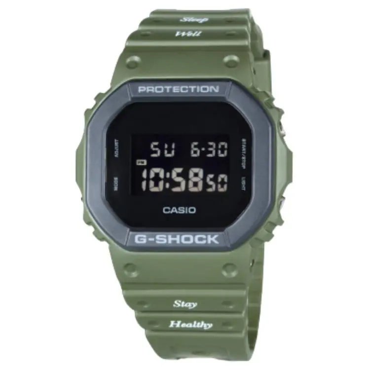 CASIO Monday Sleeping Club Collaboration Digital Square Dial 200m Waterproof Quartz Movement Resin Strap