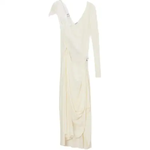 LOEWE Long Sleeved Dresses Women's White V Neck Thin