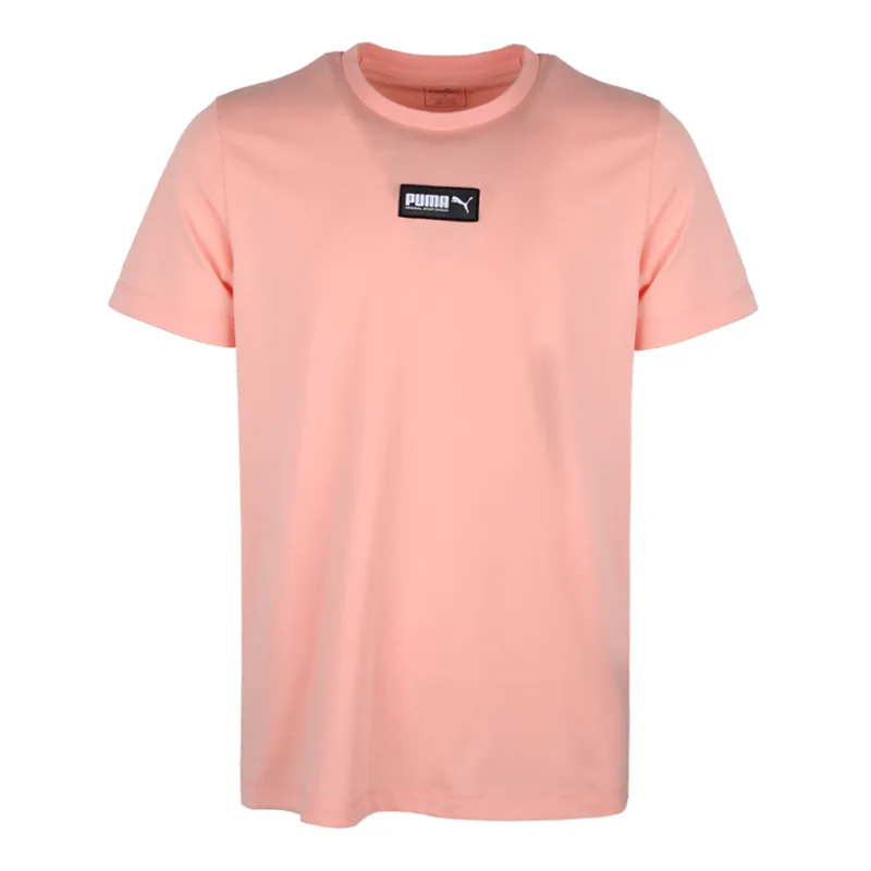 PUMA Basic T-Shirts Men's Pink Crew Neck Moderate
