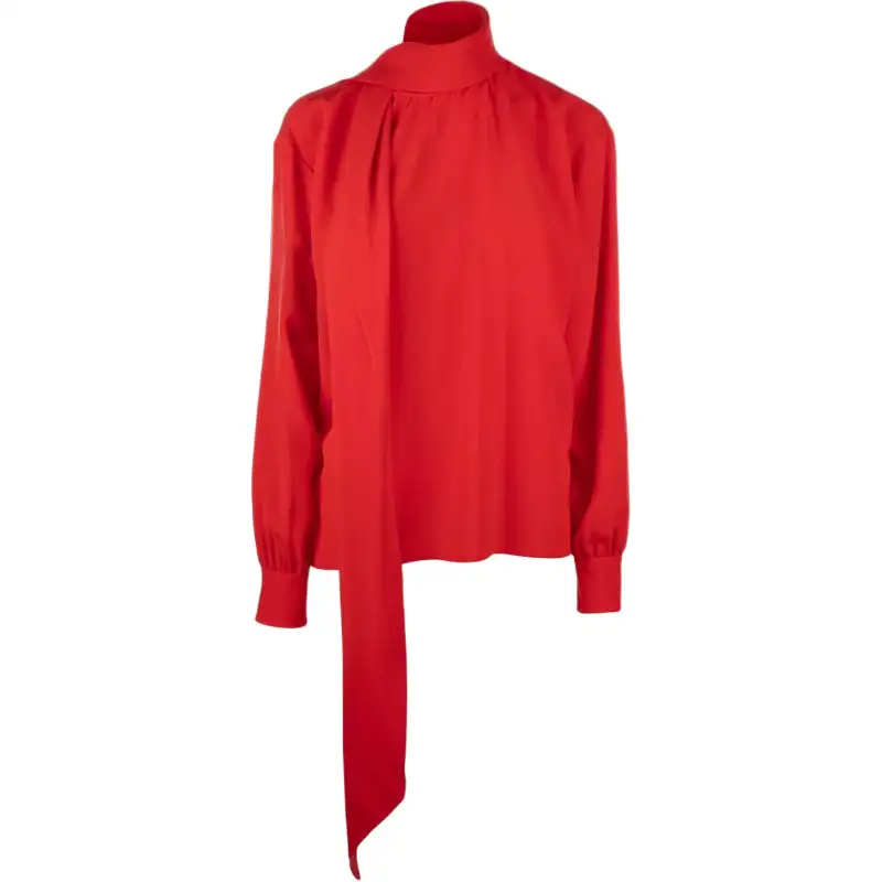PRADA Shirts Women's Red Scarf Collar Moderate Other