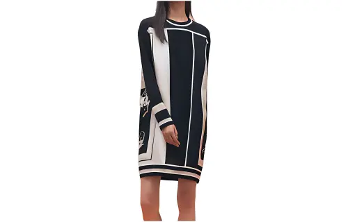 HERMES Long Sleeved Dress Women's Black