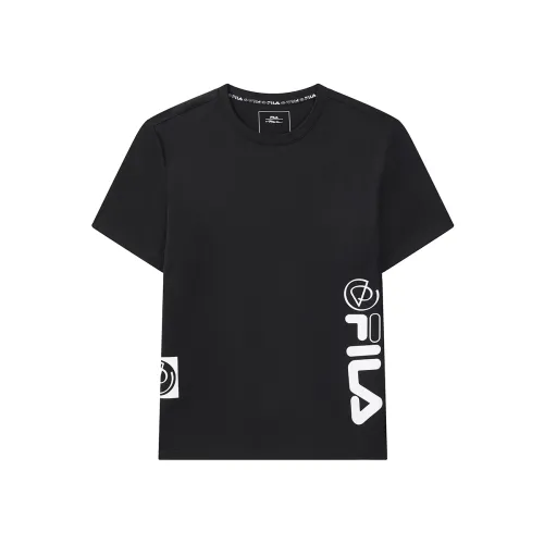FILA T Shirts Men's Black Crew Neck Moderate Straight Fit