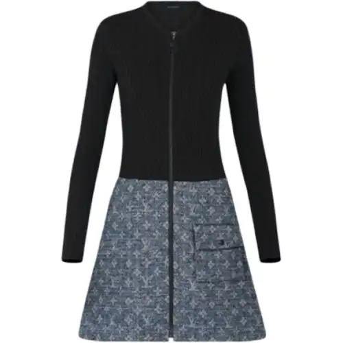 LOUIS VUITTON New Quarterly Products Of LV Long Sleeved Dresses Women's Black Crew Neck Moderate Short