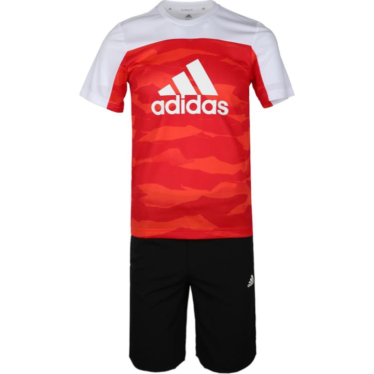 Мужской костюм adidas adidas YB TR SET TEE CLIMA (красный)
