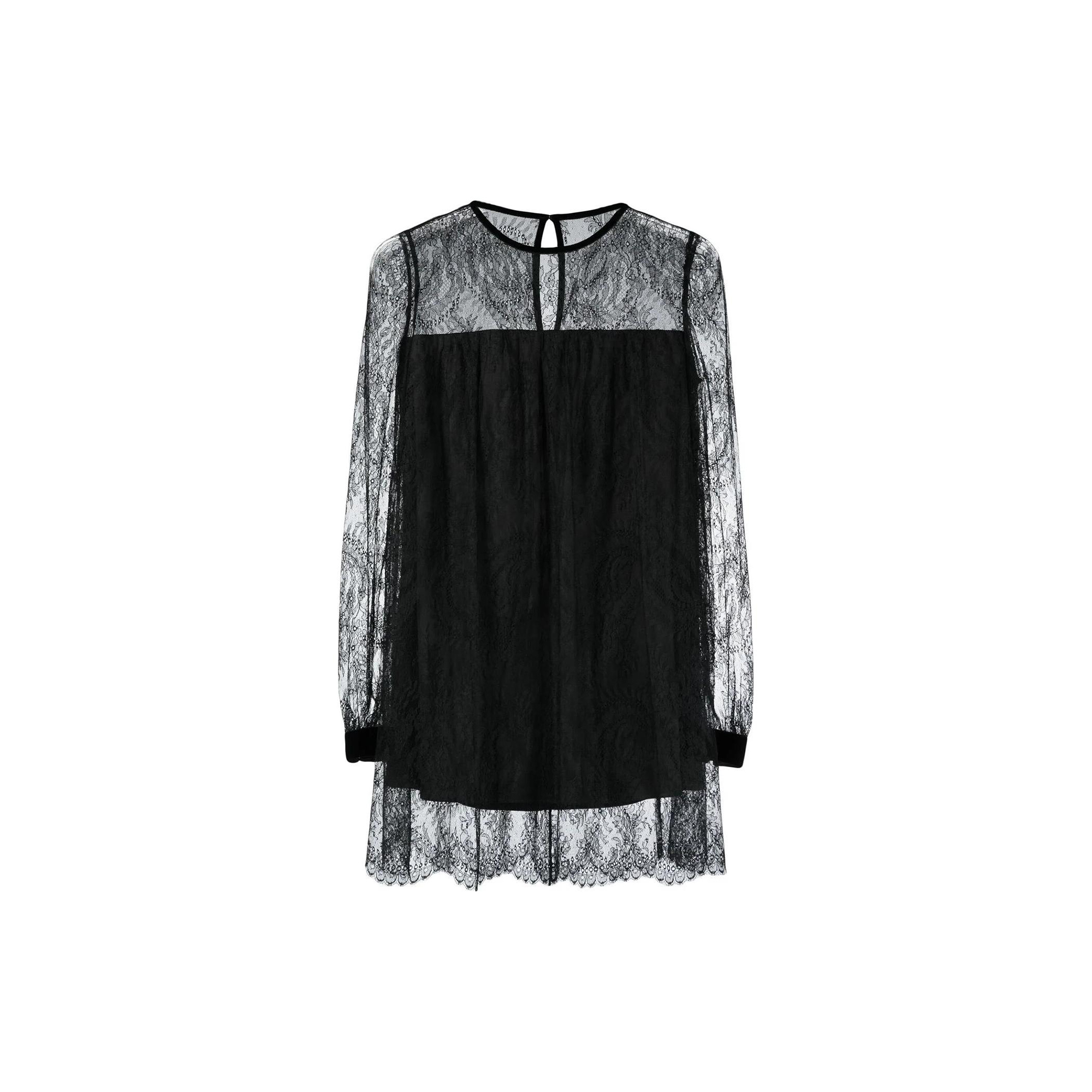 SAINT LAURENT Lace-detail Layered Mini Dress