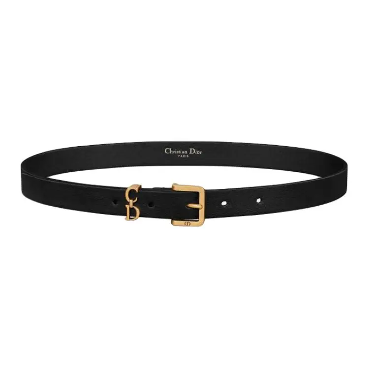 DIOR Calfskin Leather Belts Women's Black 2cm