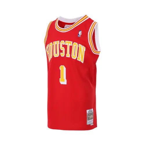 Mitchell & Ness NBA Rockets Tracy McGrady No. 1 Solid Color Retro Sports Jersey SW Fan Edition 04-05 Season Basketball Vest Men's Red
