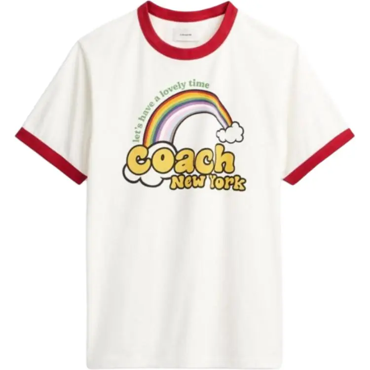 COACH T-Shirts Men's White Crew Neck Moderate