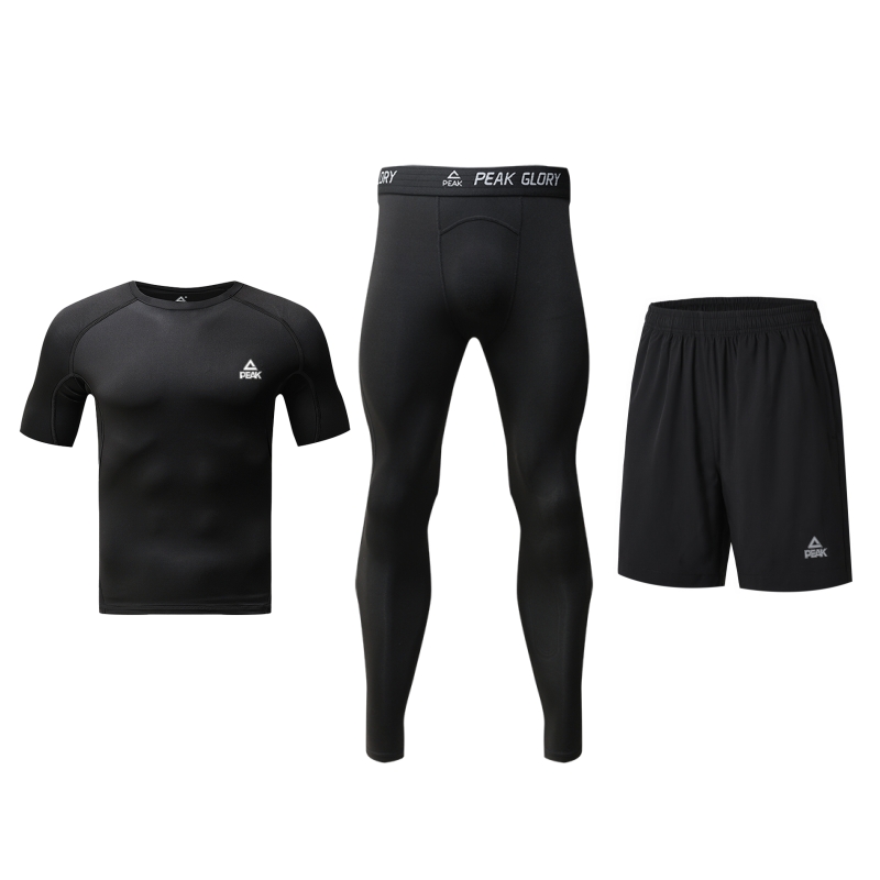 Sports breathable quick dry basketball trousers, shorts for badminton for yoga, universal black set, simple and elegant design, with short sleeve, absorbs sweat and smell, for running