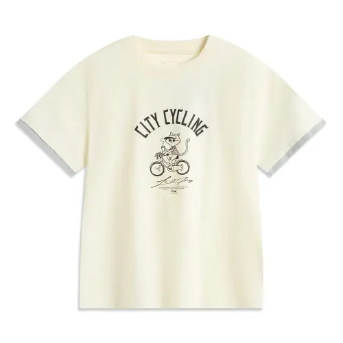 Li Ning Sports Life Collection T Shirt Women's Mother Of Pearl White