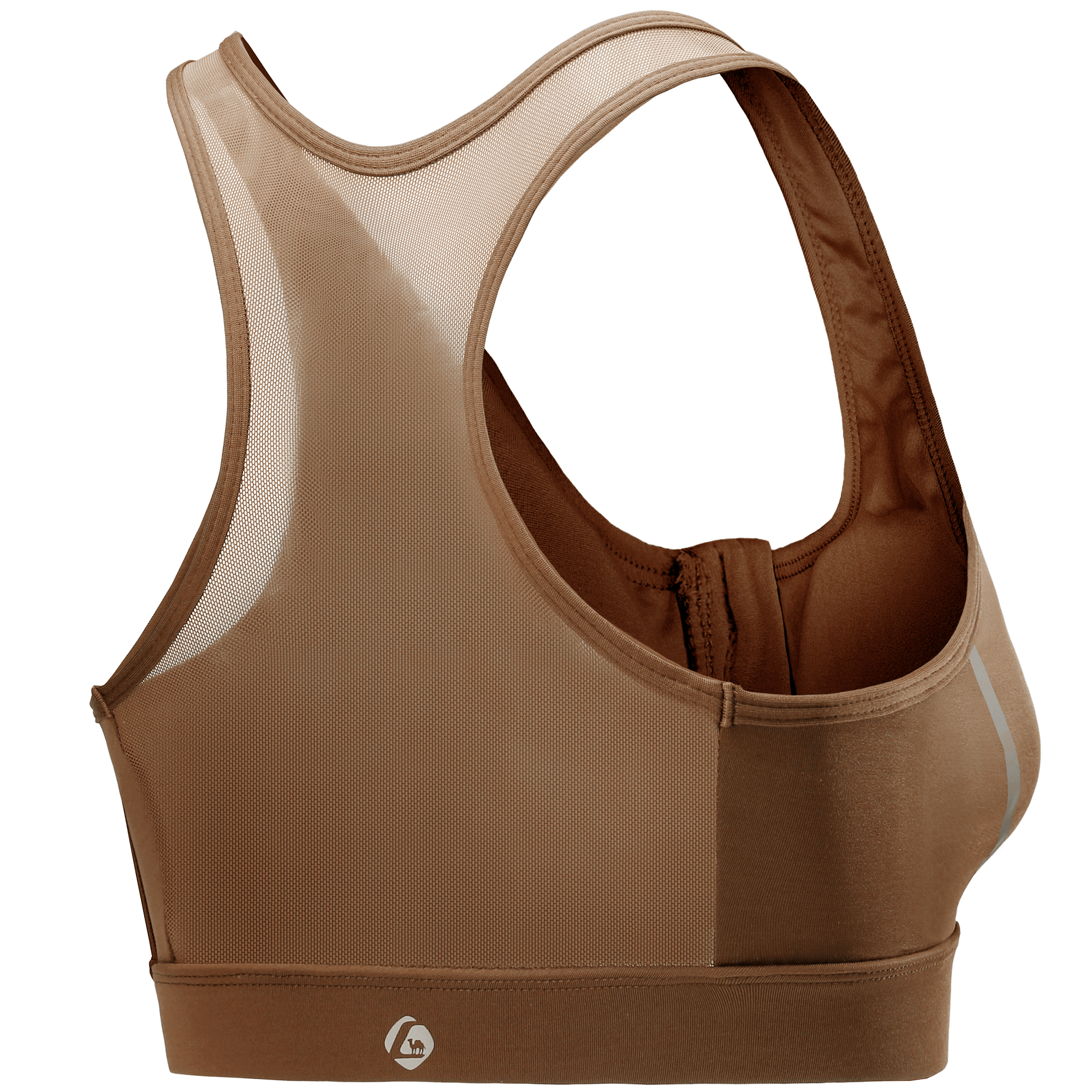 CAMEL Solid Color Yoga Training Breathable Gauze Front Zipper Body Shaping U Shaped Sports Underwear, Summer Women’s