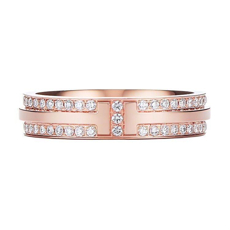 TIFFANY & CO. Tiffany Tiffany Tiffany T series paved diamond narrow ring men and women same style couple model
