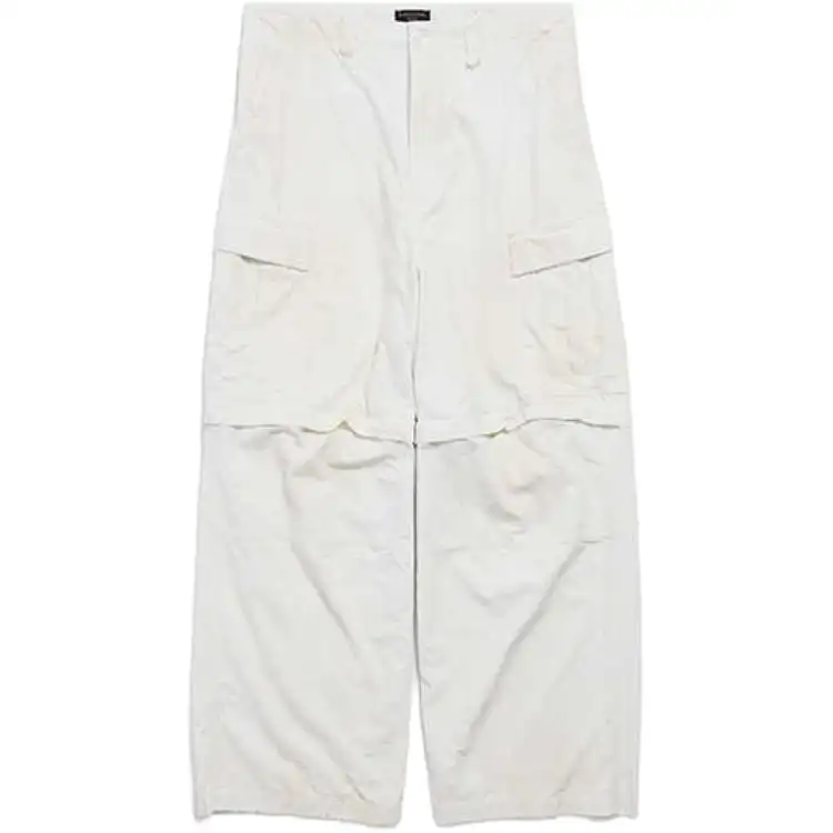 Balenciaga Dirty-Effect Wide-Leg Cargo Pants