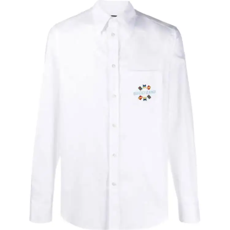 GUCCI Shirts Men's White Lapel Moderate Shirt
