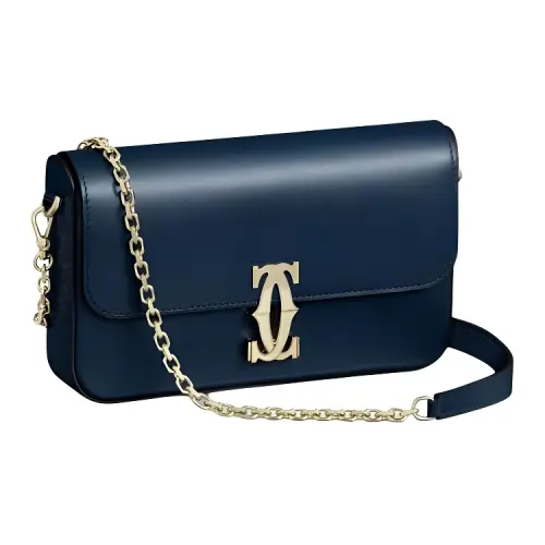 CARTIER Calfskin Crossbody Bag, Shoulder Bag Mini Women's Midnight Blue