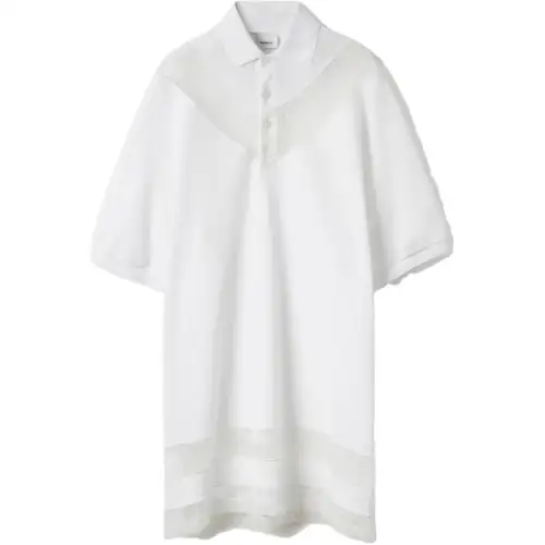 Burberry Short Sleeved Dresses Women's White Polo Collar Moderate Short