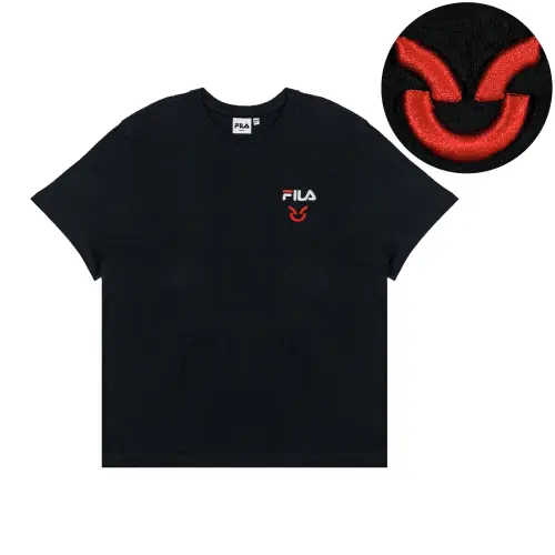 FILA T Shirts Unisex Black Crew Neck Moderate Straight Fit