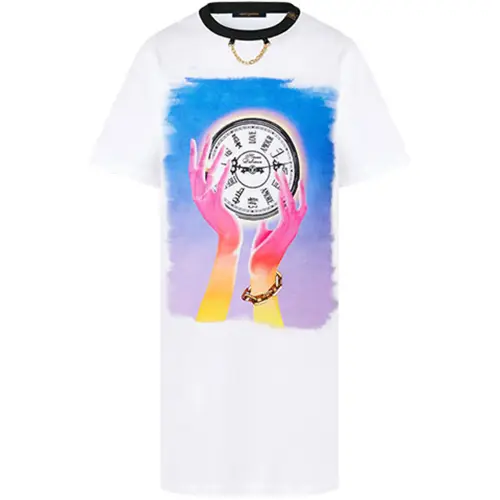 LOUIS VUITTON Short Sleeved Dress Women's White