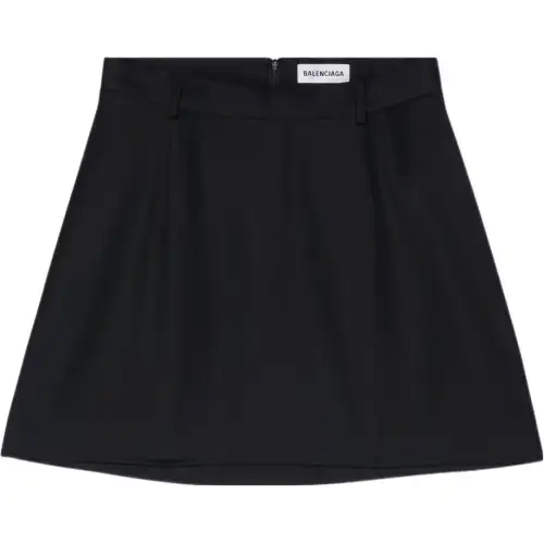 Balenciaga Women's Virgin Wool Twill Large Fit Mini Skirt Black