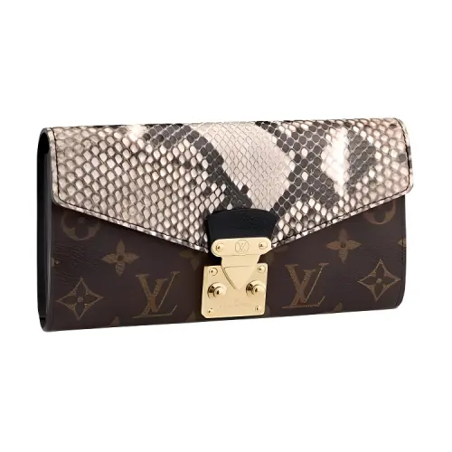 LOUIS VUITTON Leather Wallet Regular Unisex Brown & Beige