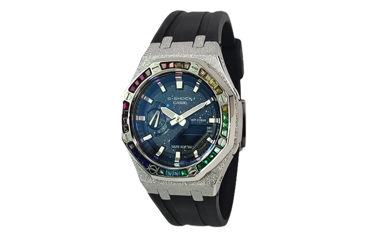 CASIO Custom Collection Quartz Movement Fluoroelastomer Strap Watch Men's Watches Black Dial